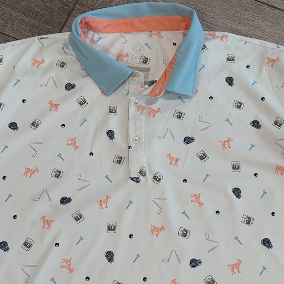 Swannies Other - Swannies Golf Polo Mens XL White Goat All Over Pattern Print Preppy Athletic